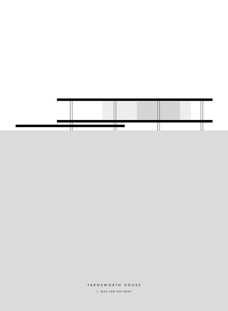 Minimal Farnsworth house art print by Rosana Laiz Blursbyai for $57.95 CAD