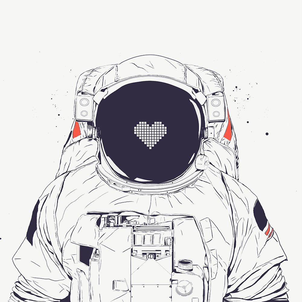 Astronaut love art print by Balazs Solti for $57.95 CAD