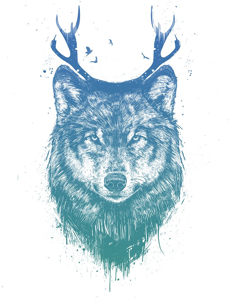 Deer wolf art print by Balazs Solti for $57.95 CAD