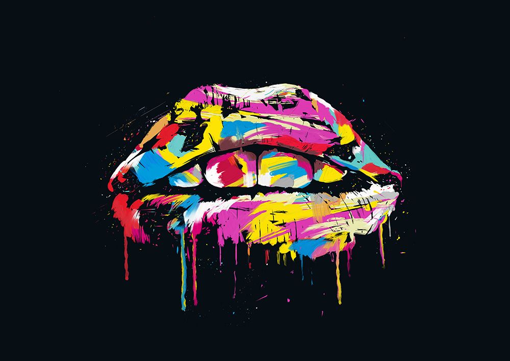 Colorful lips art print by Balazs Solti for $57.95 CAD