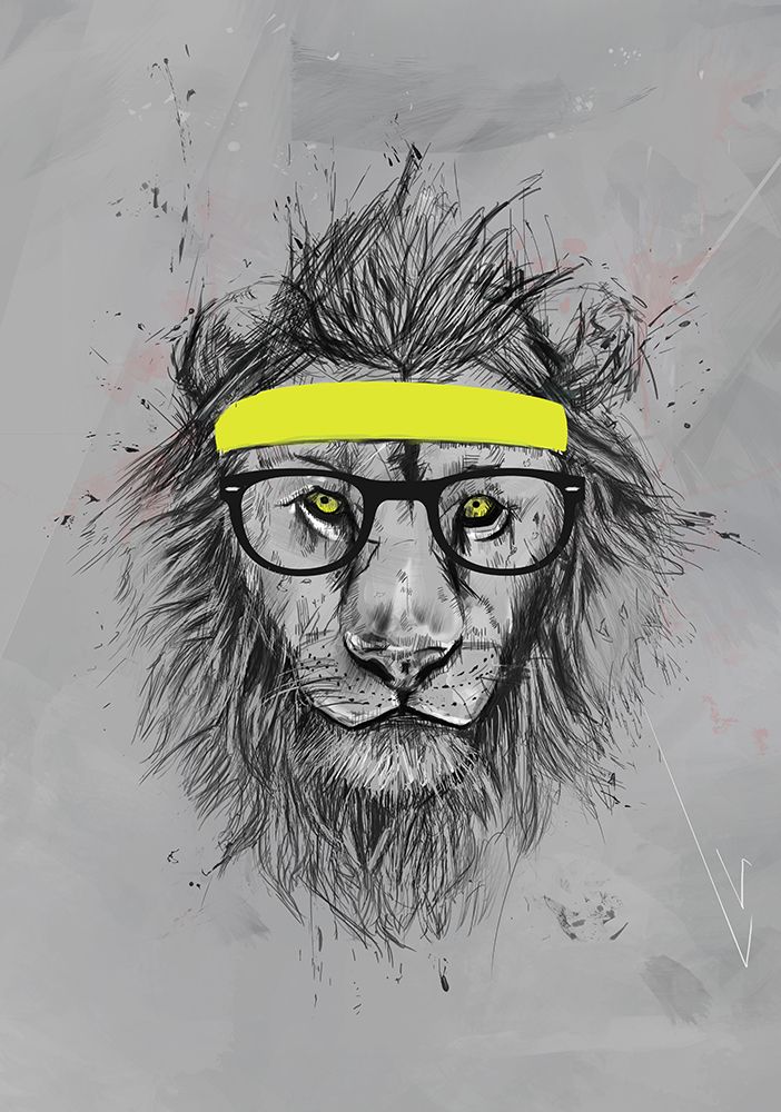 Hipster lion art print by Balazs Solti for $57.95 CAD