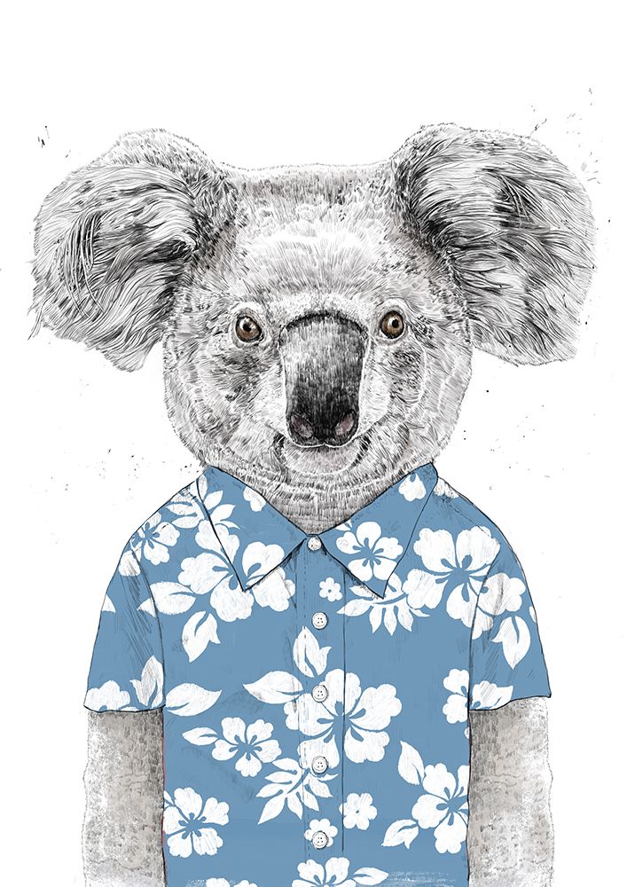 Summer Koala (blue) art print by Balazs Solti for $57.95 CAD