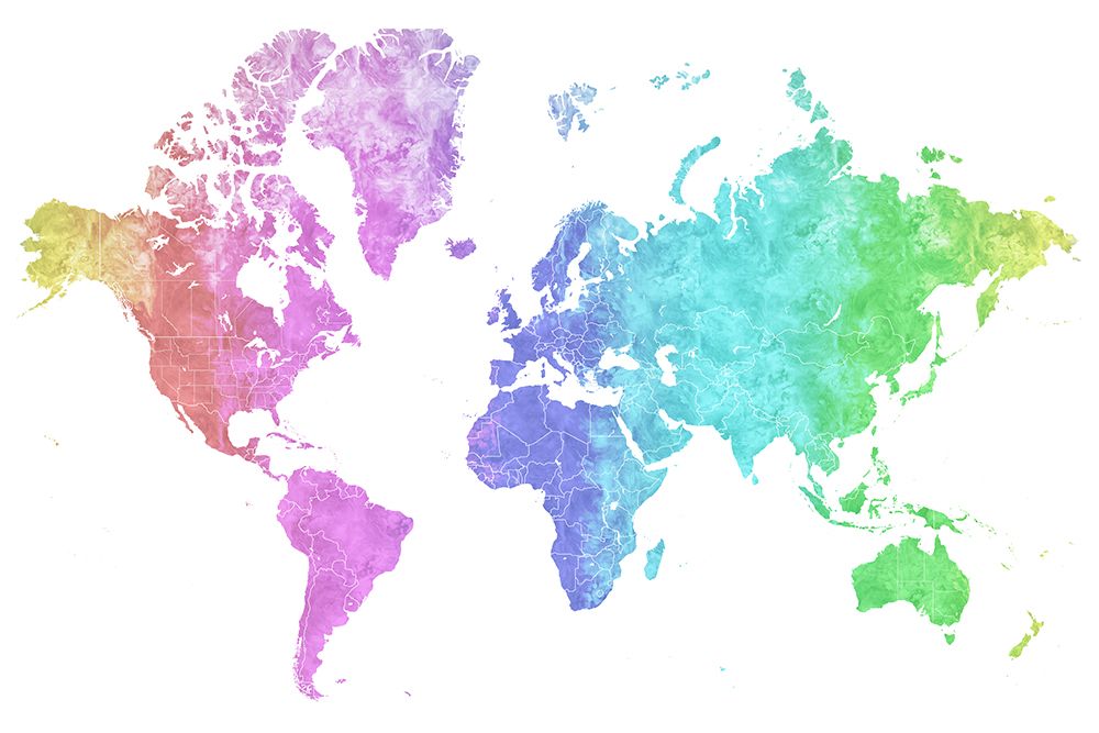 Jude watercolor world map art print by Rosana Laiz Blursbyai for $57.95 CAD