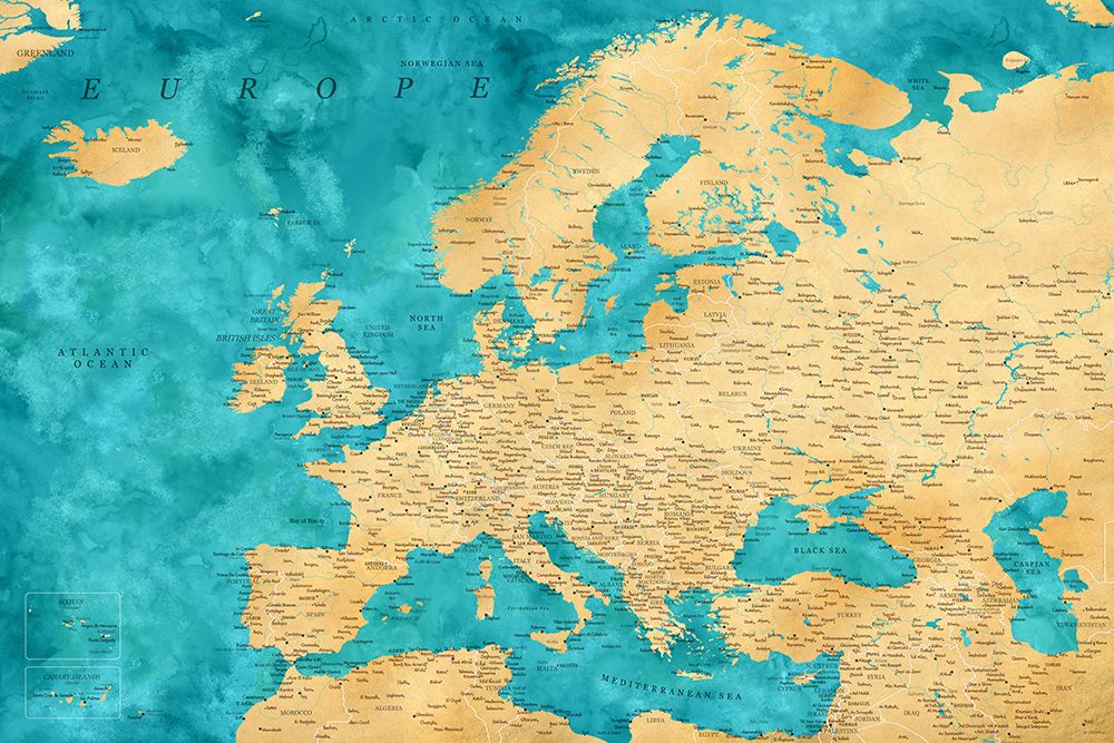 Lexy detailed Europe map art print by Rosana Laiz Blursbyai for $57.95 CAD