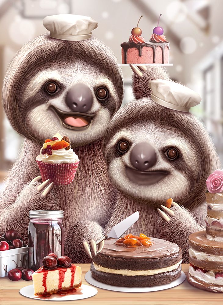 SLOTH BAKING CAKES art print by Adam Lawless for $57.95 CAD