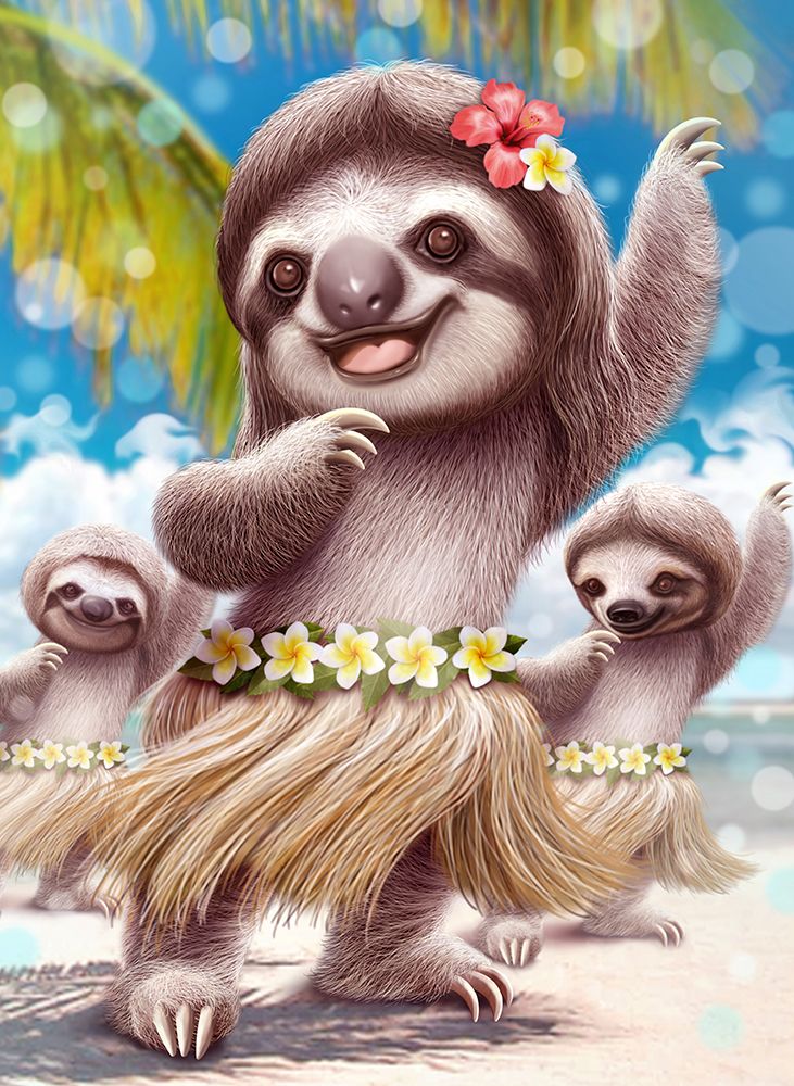 SLOTH HULA DANCER art print by Adam Lawless for $57.95 CAD