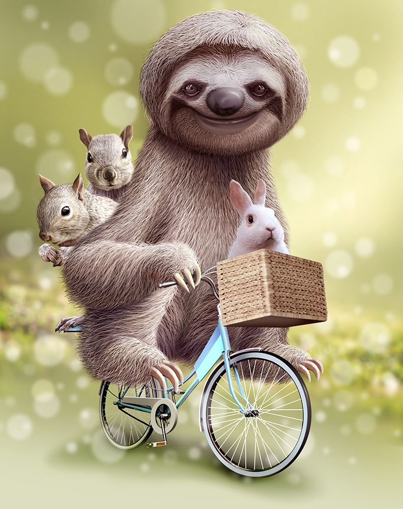 SLOTH GO RIDING art print by Adam Lawless for $57.95 CAD