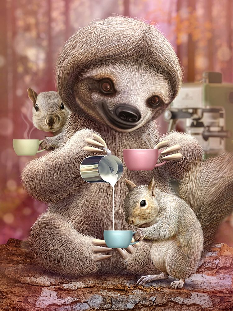 SLOTH THE BARISTA art print by Adam Lawless for $57.95 CAD