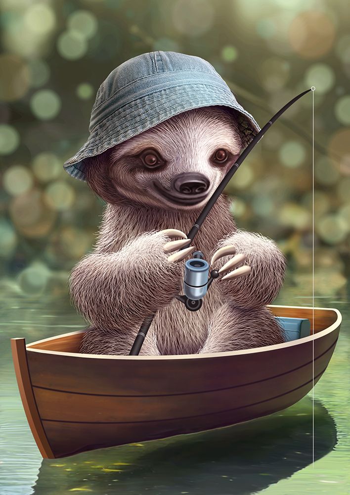 SLOTH GO FISHING art print by Adam Lawless for $57.95 CAD