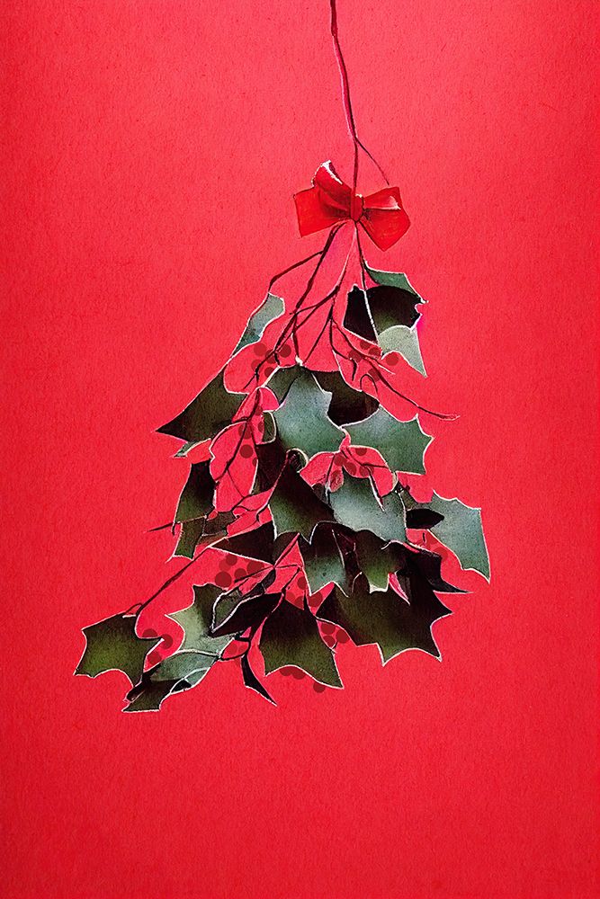 Mistletoe With Red Bow art print by Treechild for $57.95 CAD