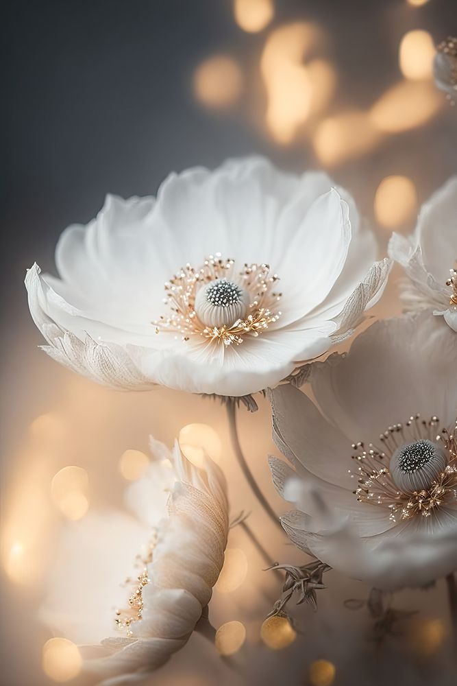 White And Golden Flowers art print by Treechild for $57.95 CAD