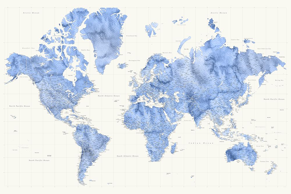 Parlan high detail world map art print by Rosana Laiz Blursbyai for $57.95 CAD