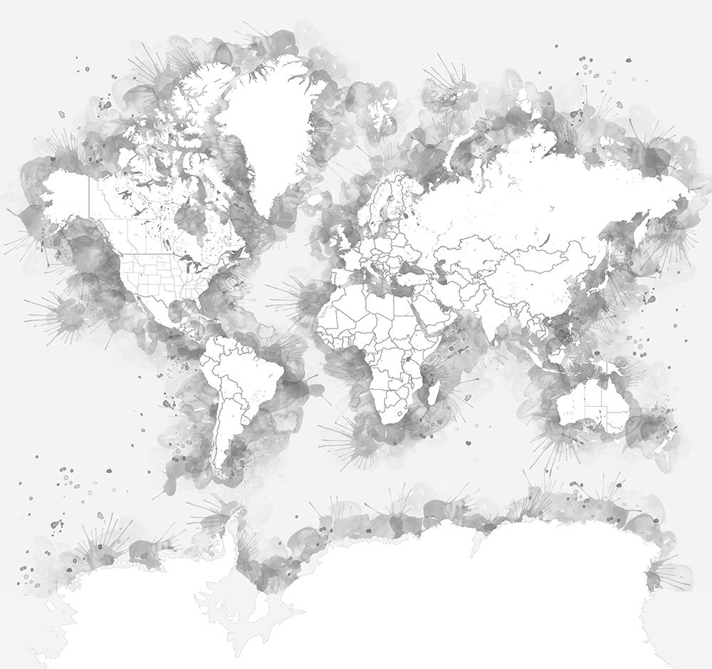 Louiss world map silhouette art print by Rosana Laiz Blursbyai for $57.95 CAD
