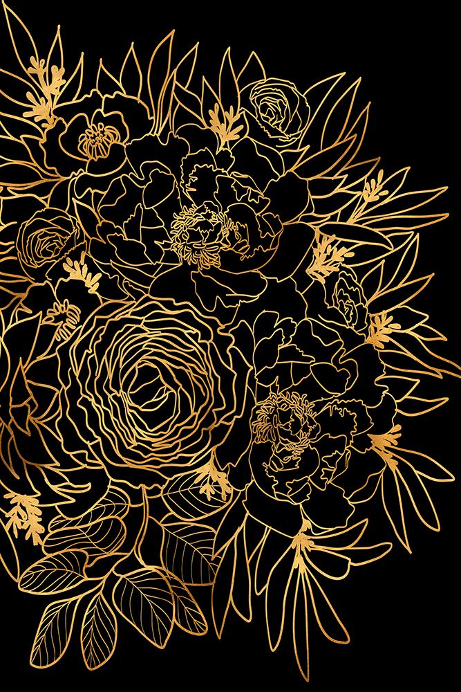 Nanette bouquet in gold and black art print by Rosana Laiz Blursbyai for $57.95 CAD