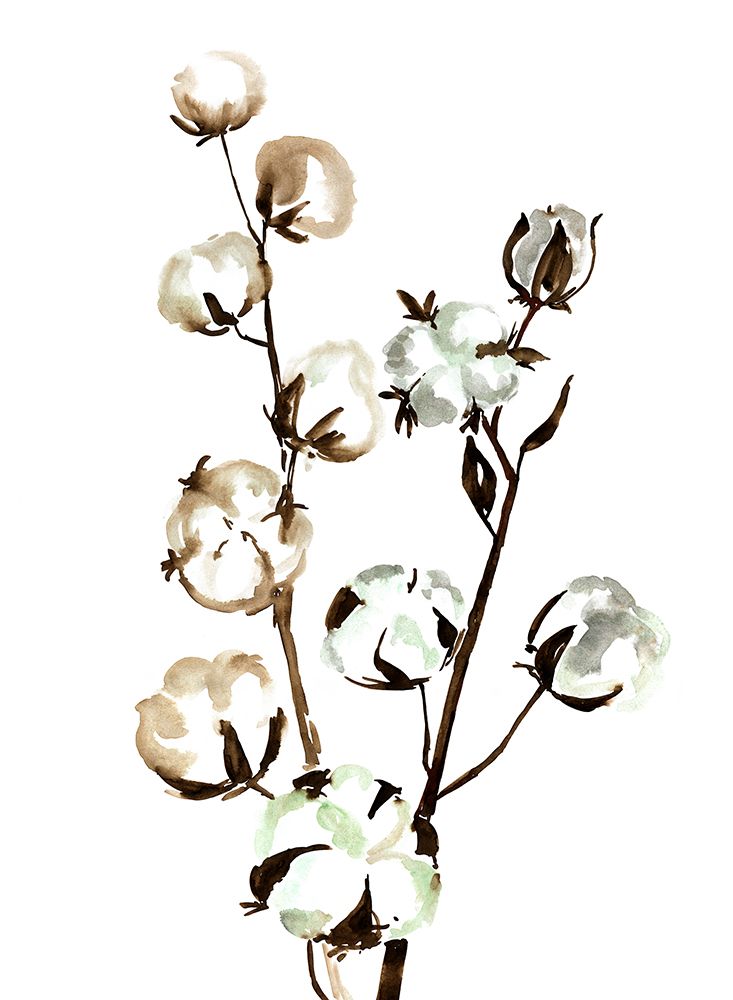 Watercolor cotton branch II art print by Rosana Laiz Blursbyai for $57.95 CAD