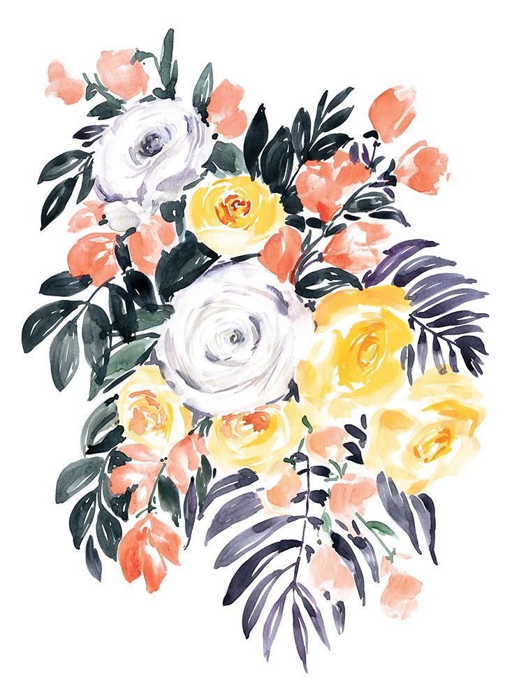 Harriet bouquet in coral art print by Rosana Laiz Blursbyai for $57.95 CAD