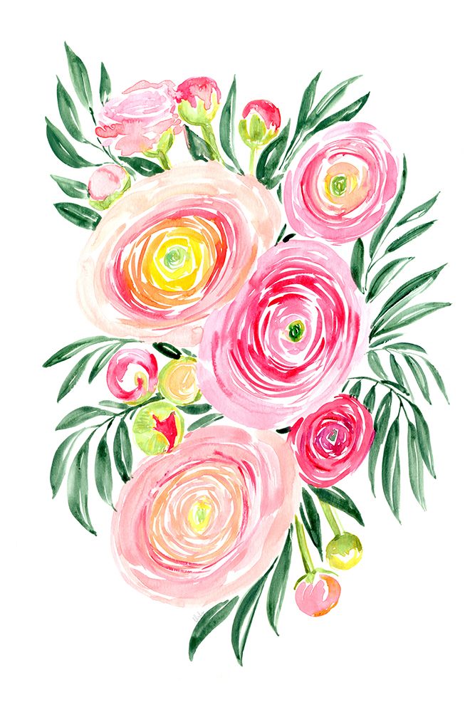 Savanna pink ranunculus bouquet art print by Rosana Laiz Blursbyai for $57.95 CAD