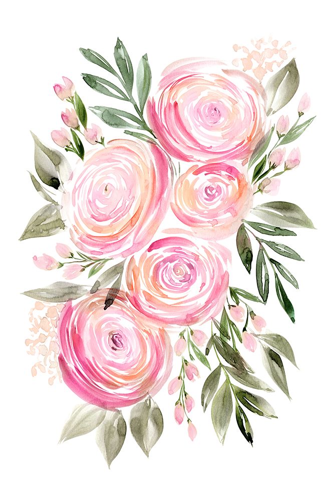 Begonia pink ranunculus bouquet art print by Rosana Laiz Blursbyai for $57.95 CAD