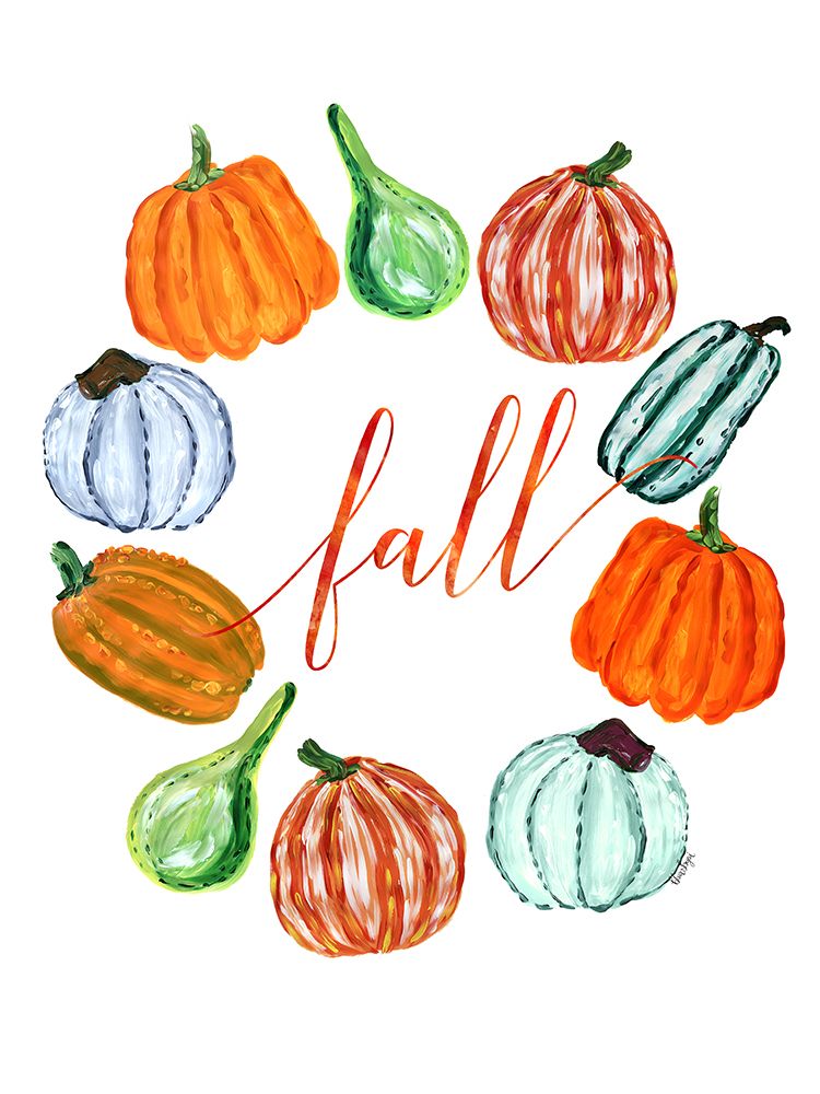 Fall pumkins art print by Rosana Laiz Blursbyai for $57.95 CAD