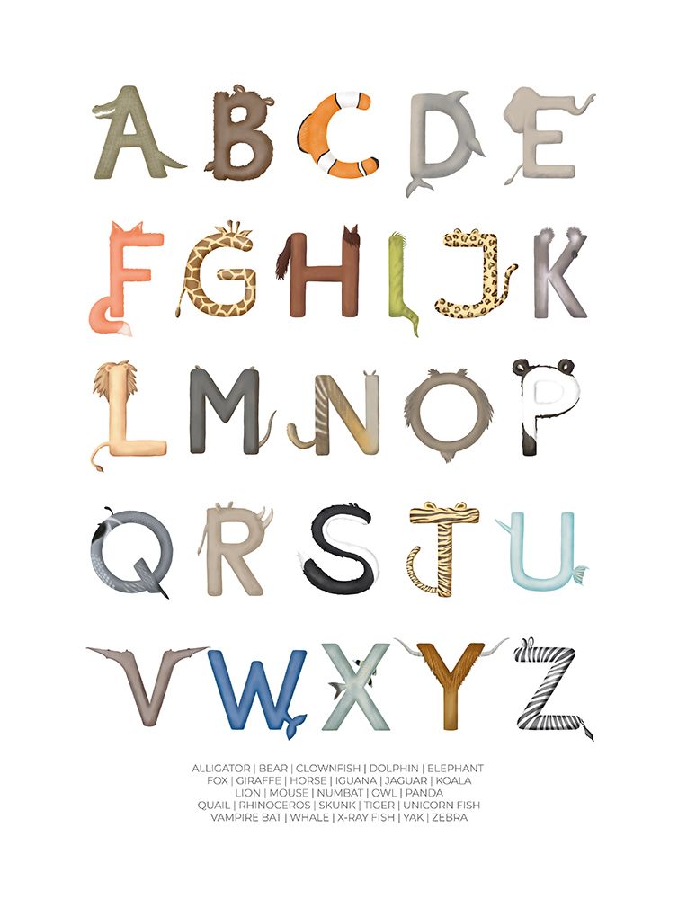Animal Letters ABC art print by Aminah Eleonora for $57.95 CAD