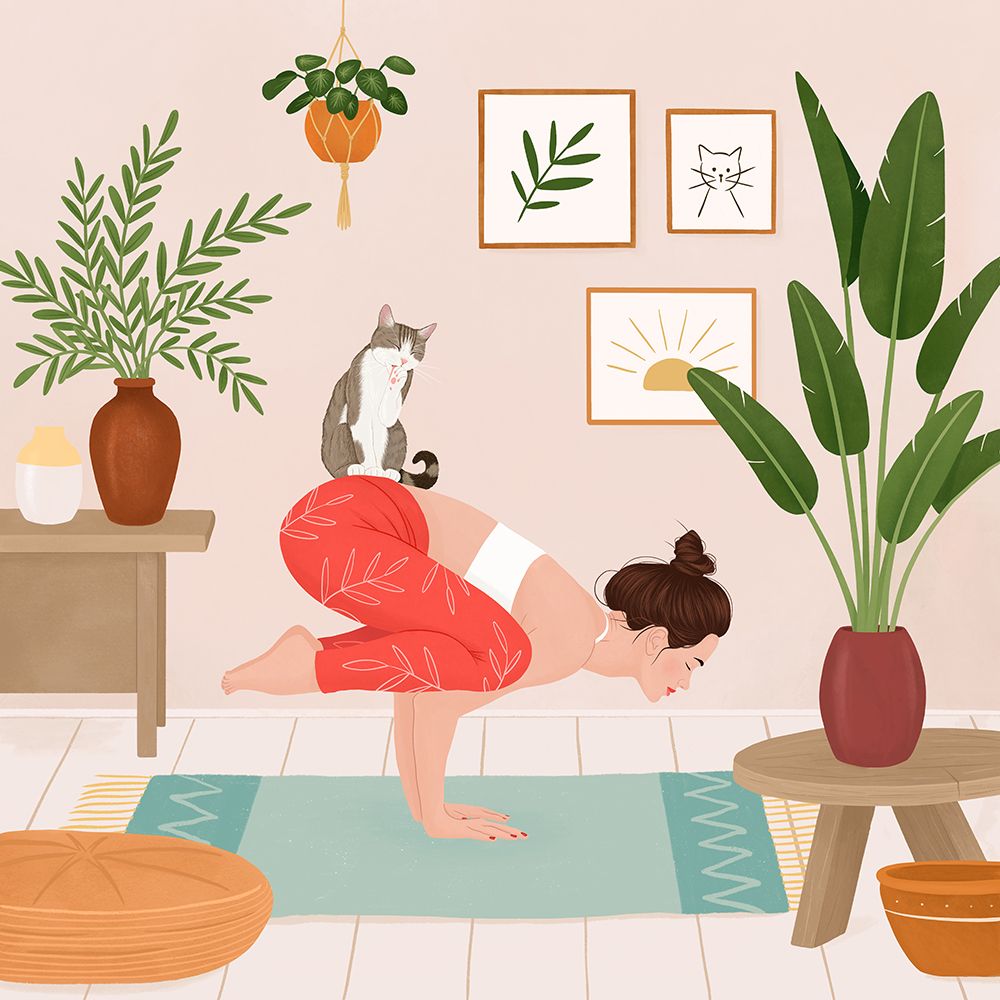 Cat Yoga art print by Petra Holikova for $57.95 CAD