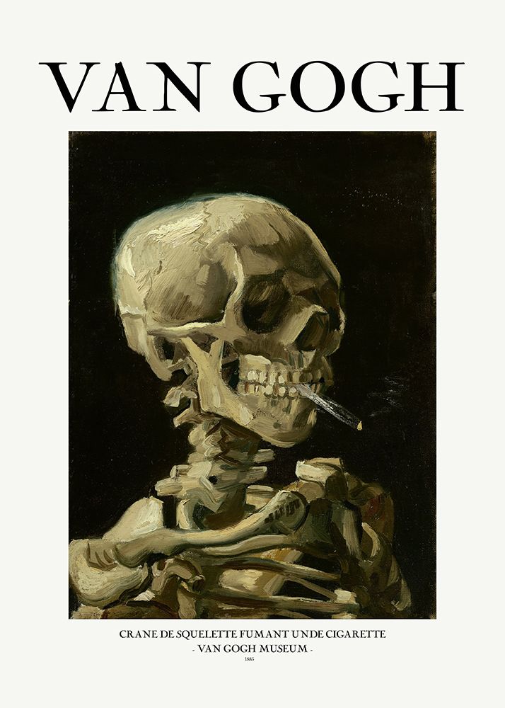 Head of a skeleton with a burning cigarette art print by Pictufy for $57.95 CAD