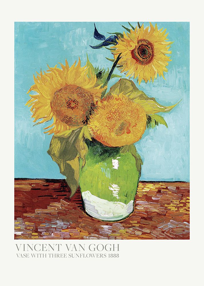 Vase With Three Sunflowers art print by Pictufy for $57.95 CAD