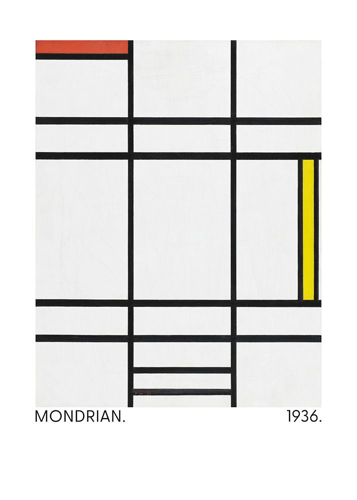 Composition in White - Red - and Yellow 1936 art print by Pictufy for $57.95 CAD