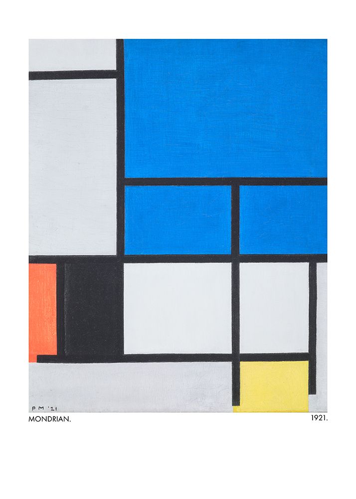 Composition with Large Blue Plane - Red - Black - Yellow - and Gray 1921 art print by Pictufy for $57.95 CAD