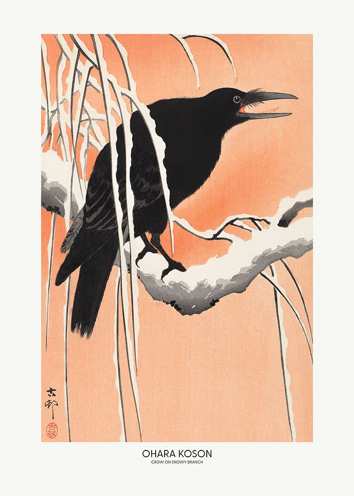Crow On Snowy Branch art print by Pictufy for $57.95 CAD