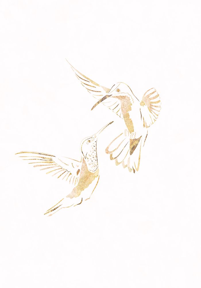 Gold Hummingbird Line art Silhouettes 4 art print by Sarah Manovski for $57.95 CAD