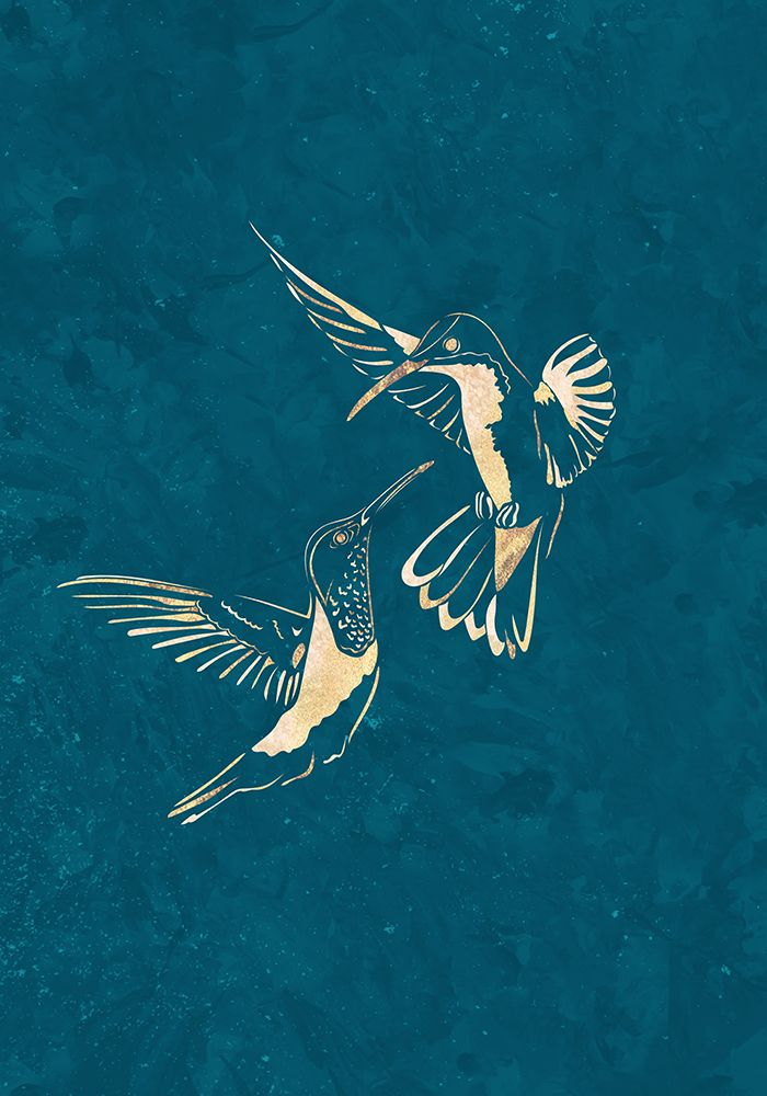 Gold Hummingbird Line art Silhouettes 3 art print by Sarah Manovski for $57.95 CAD