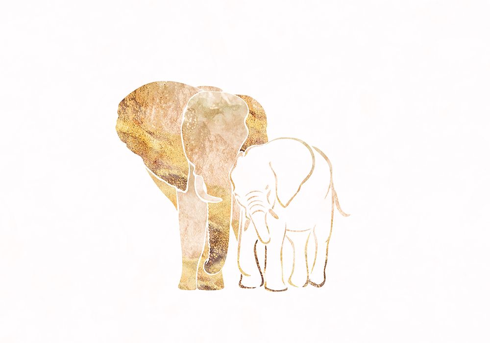 Gold Elephant Line art Silhouettes 1 art print by Sarah Manovski for $57.95 CAD
