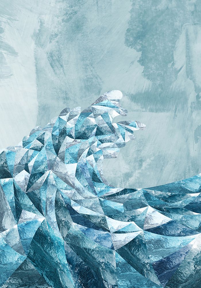 Geometric Metallic Silver Wave art print by Sarah Manovski for $57.95 CAD