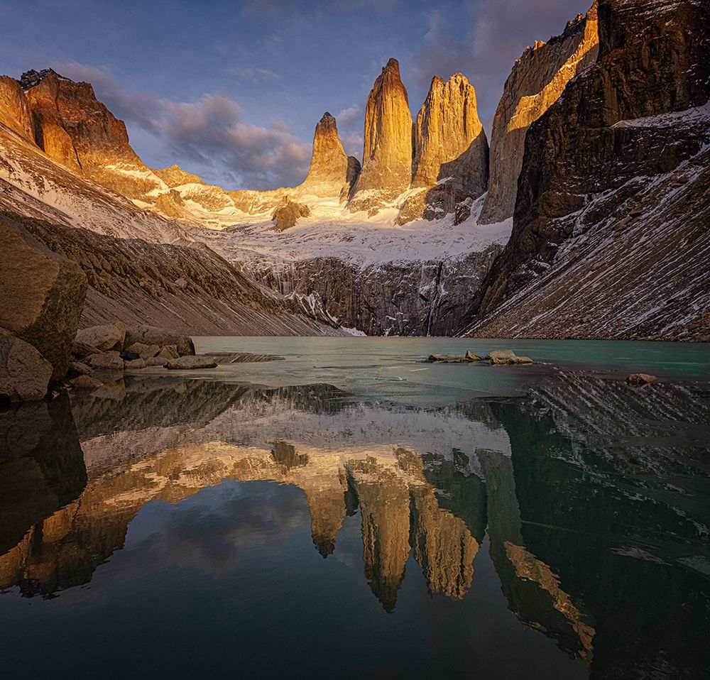 Sunrise At Paine Towers art print by April Xie for $57.95 CAD