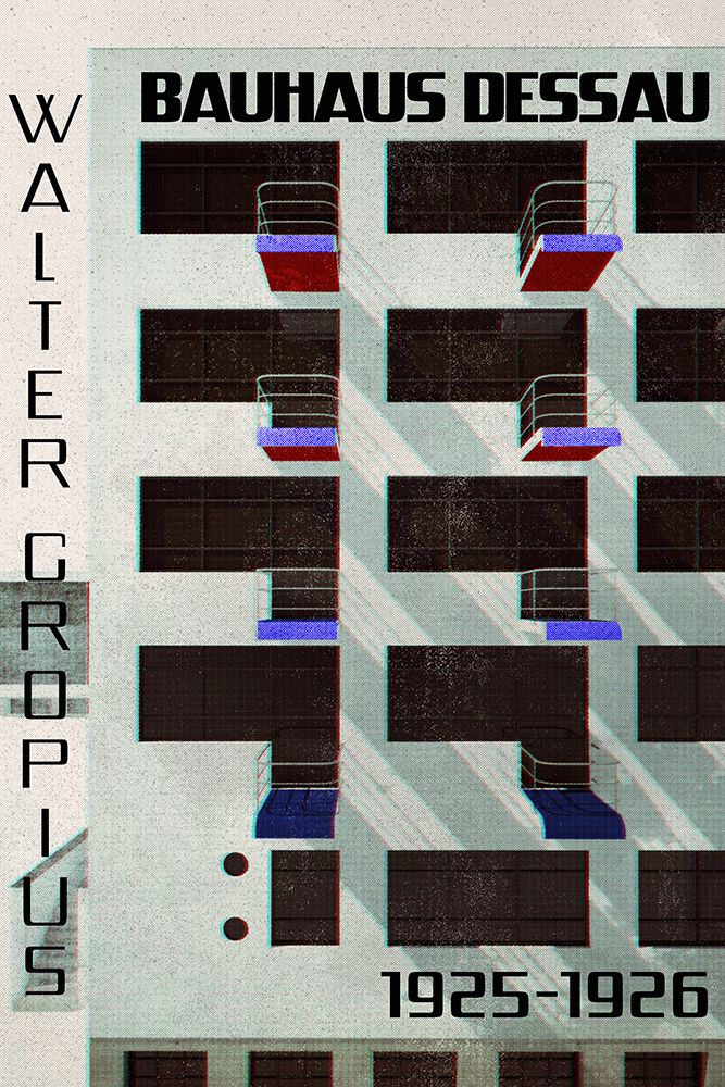 Bauhaus Dessau architecture in vintage magazine style IV art print by Rosana Laiz Blursbyai for $57.95 CAD