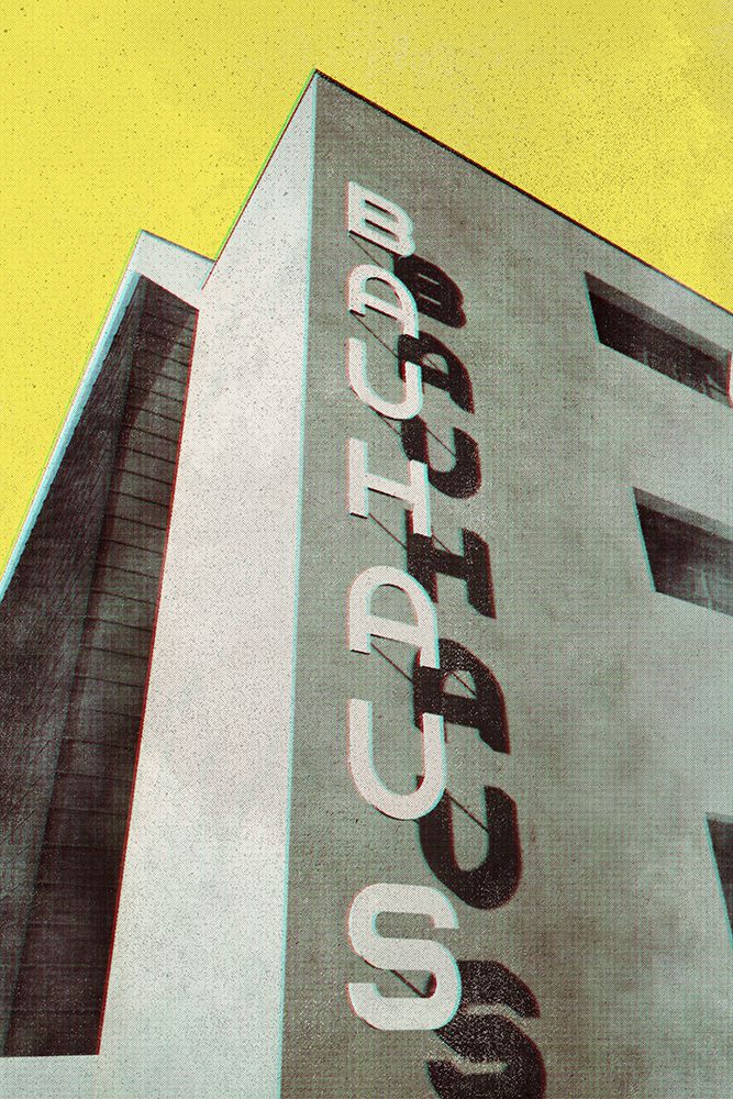 Bauhaus Dessau architecture in vintage magazine style art print by Rosana Laiz Blursbyai for $57.95 CAD