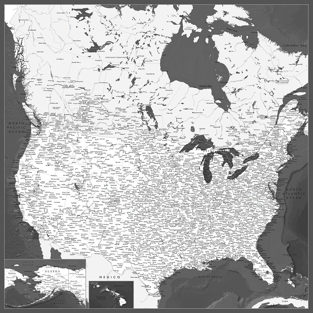 Highly detailed map of the United States, Olson art print by Rosana Laiz Blursbyai for $57.95 CAD