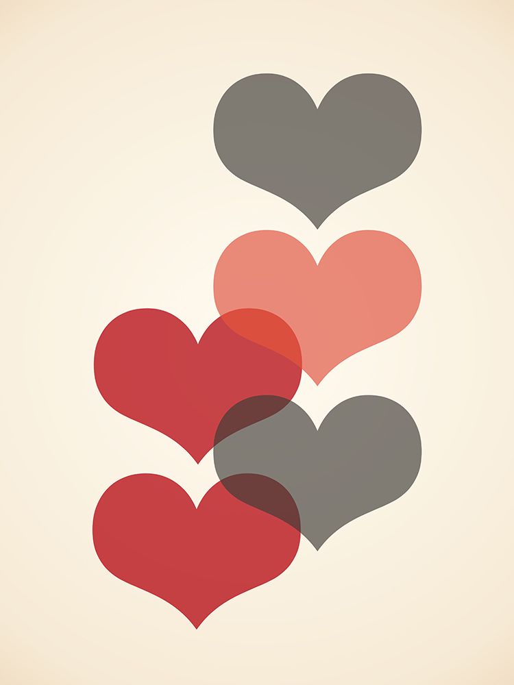 Mid century hearts in red art print by Rosana Laiz Blursbyai for $57.95 CAD