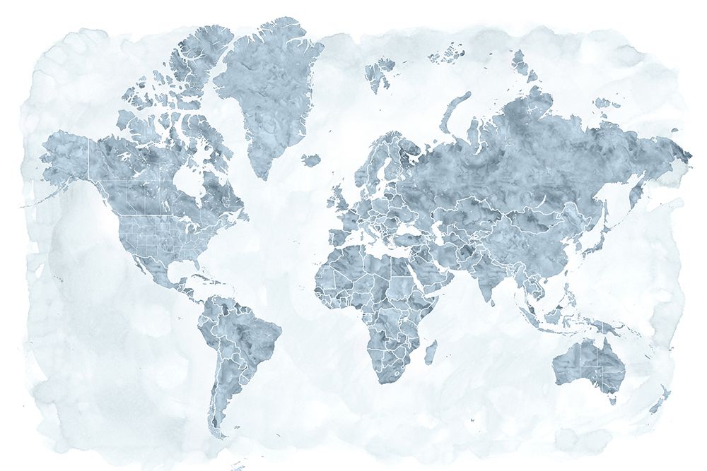 World map with outlined countries, Jacq art print by Rosana Laiz Blursbyai for $57.95 CAD