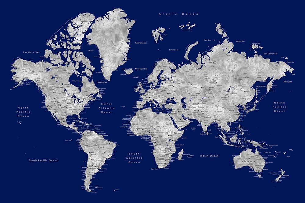 Watercolor world map with cities, Kawena art print by Rosana Laiz Blursbyai for $57.95 CAD