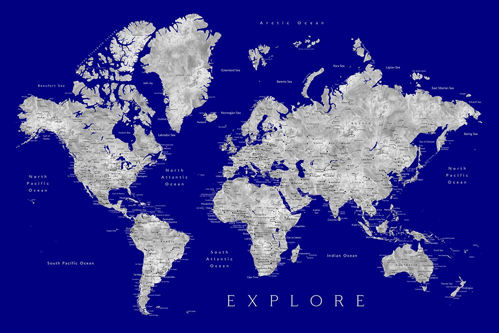 Explore world map with cities - Valrie art print by Rosana Laiz Blursbyai for $57.95 CAD