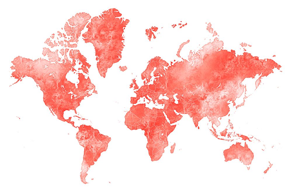 World map with outlined countries, Coralinah art print by Rosana Laiz Blursbyai for $57.95 CAD