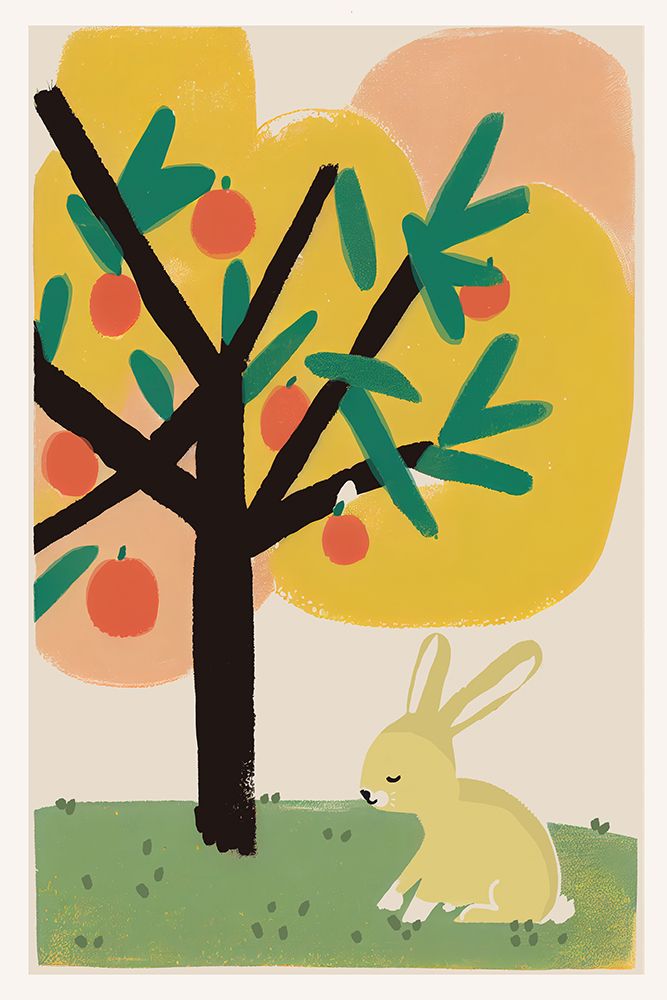 Bunny Under Apple Tree art print by Treechild for $57.95 CAD