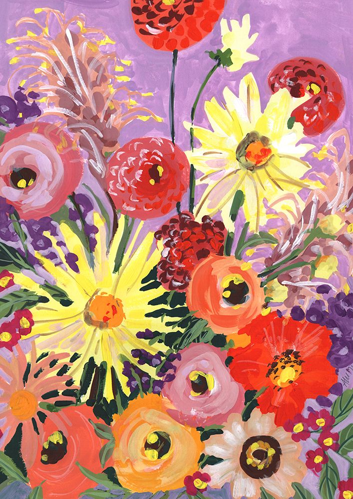 Sunny asters and anemones art print by Ania Zwara for $57.95 CAD