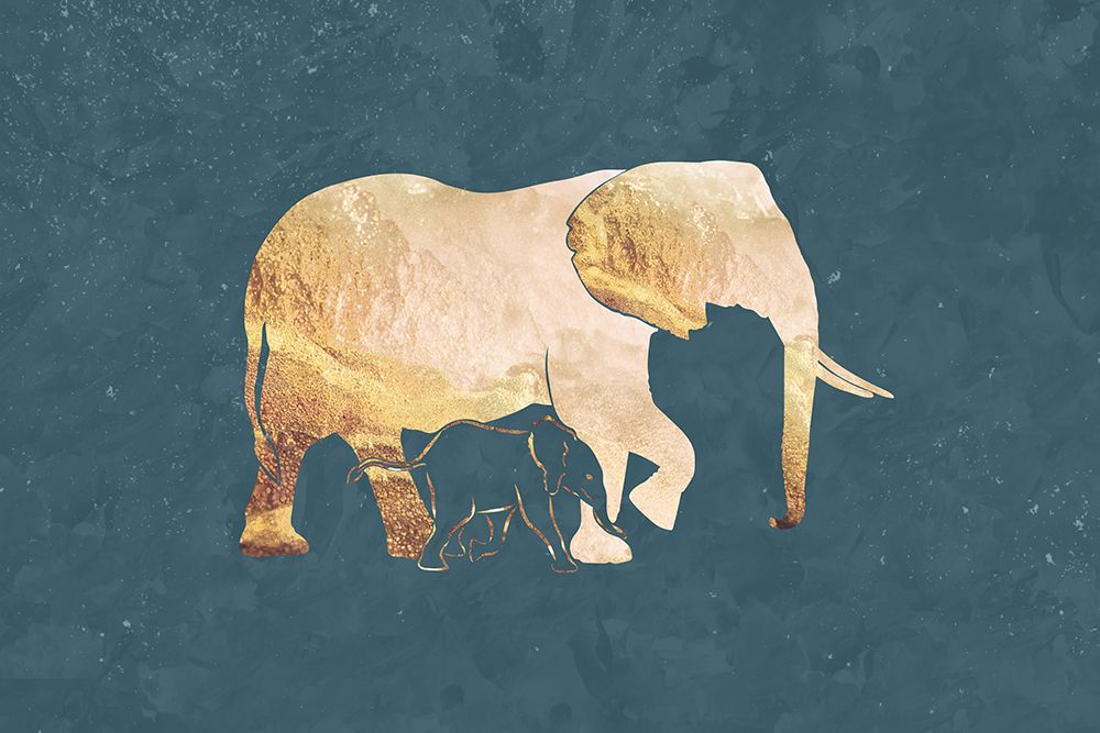 Gold green elephants 1 art print by Sarah Manovski for $57.95 CAD