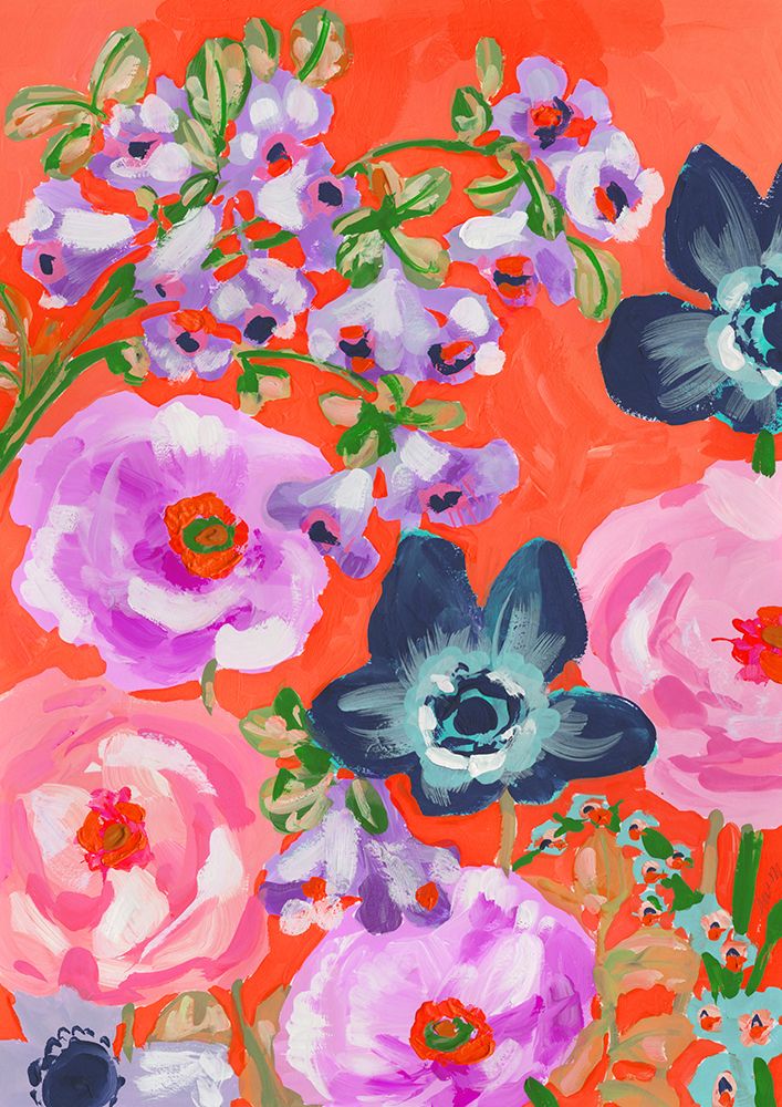 Blue Anemones On Red art print by Ania Zwara for $57.95 CAD