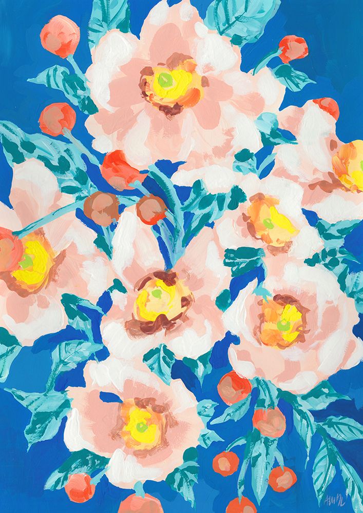 Cobalt Blue With Anemones art print by Ania Zwara for $57.95 CAD