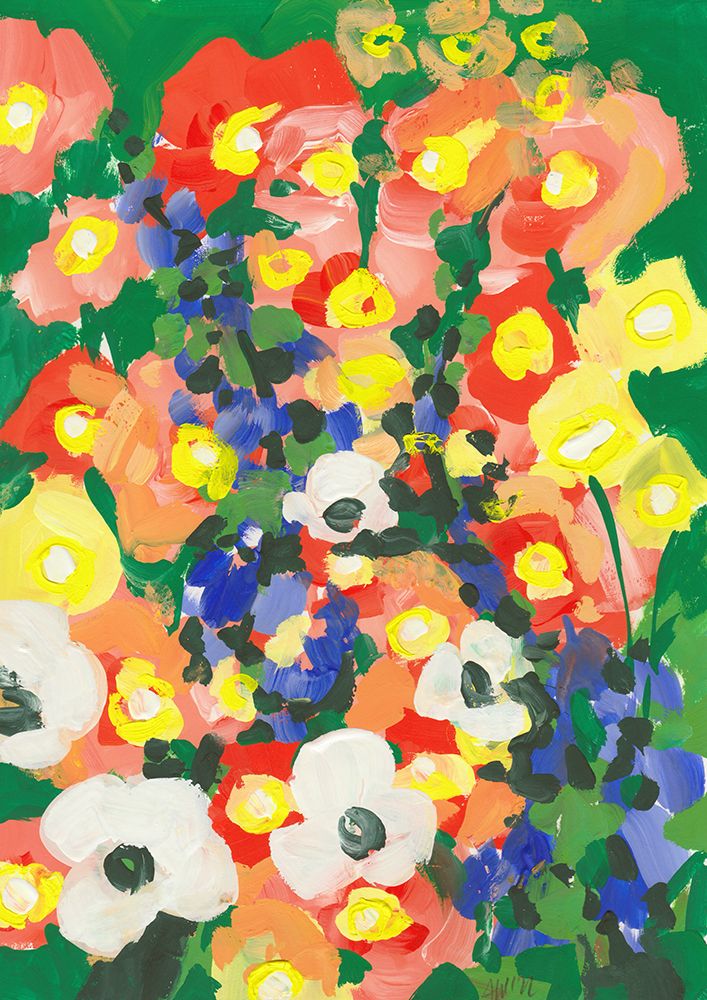 Big White Flower With Blue Bells art print by Ania Zwara for $57.95 CAD