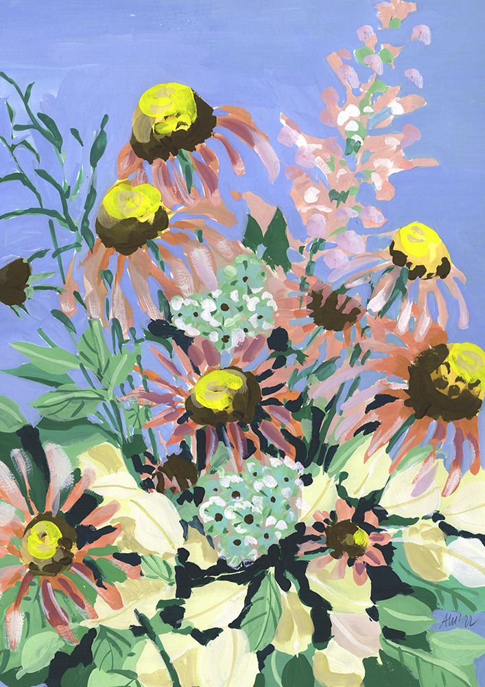 Echinacea Blue Sky art print by Ania Zwara for $57.95 CAD
